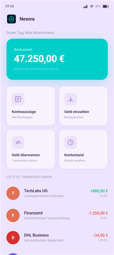 Banking app light theme
